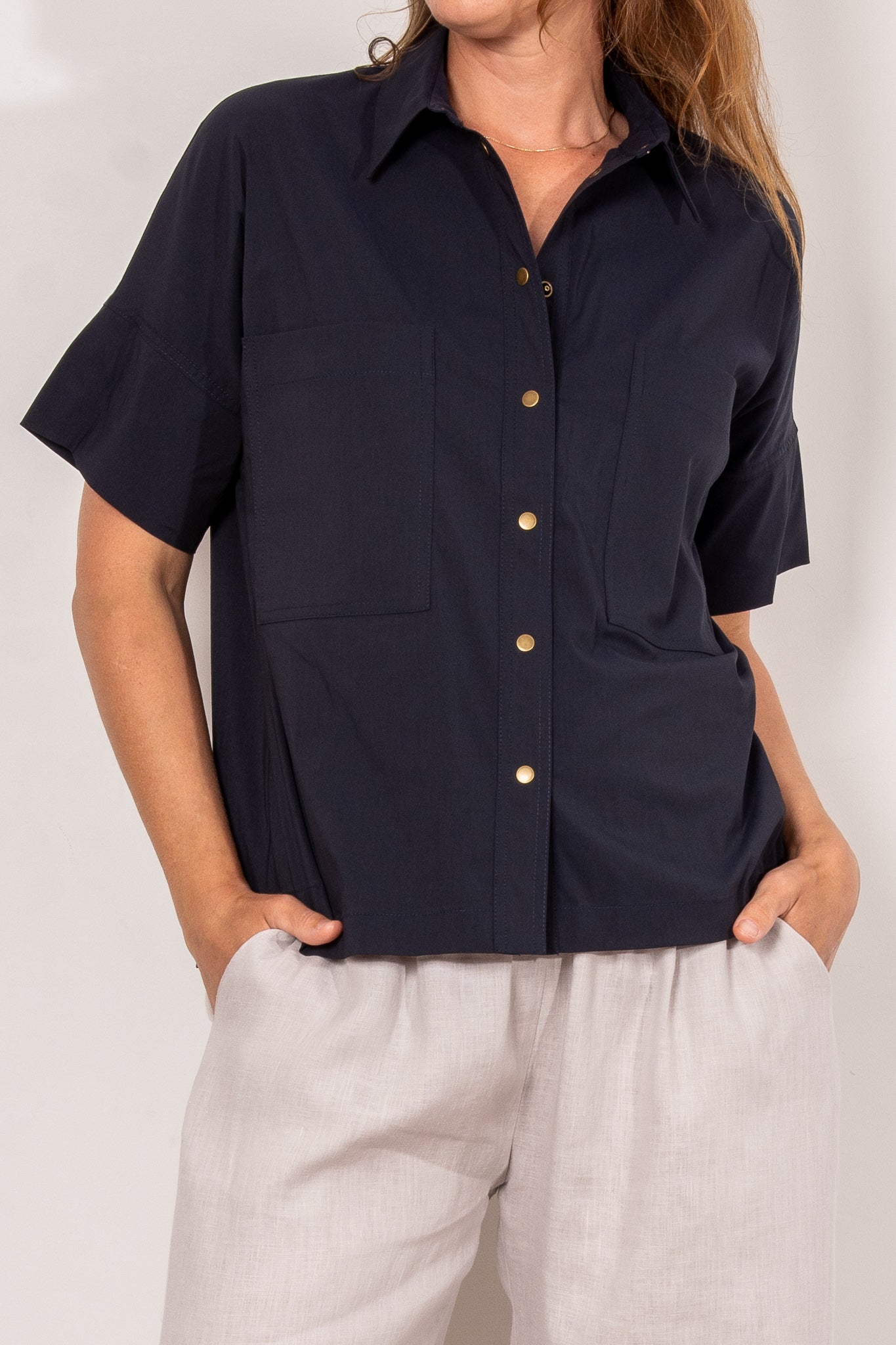 Mela Purdie Stud Shell Shirt Microprene