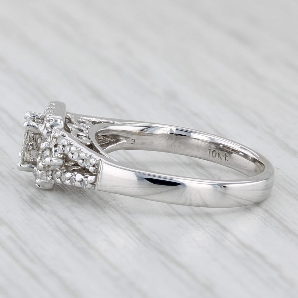 0.27ctw Princess Diamond Halo Engagement Ring 10k White Gold Size 5