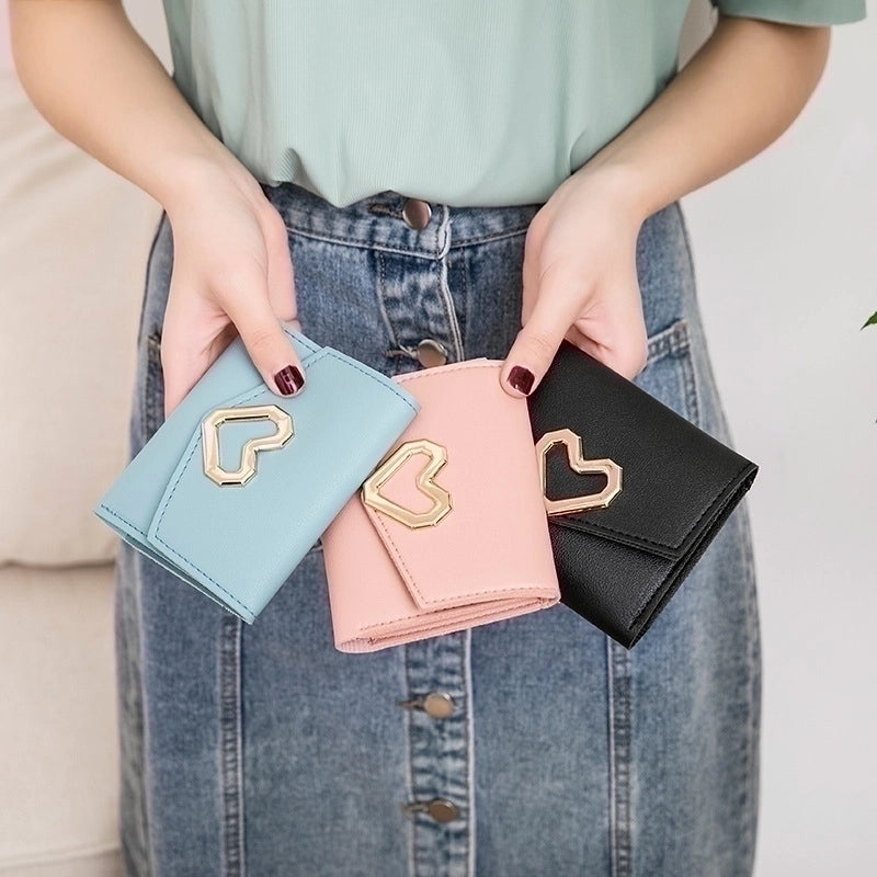 Women's Heart Shape Pu Leather Magnetic Buckle Wallets