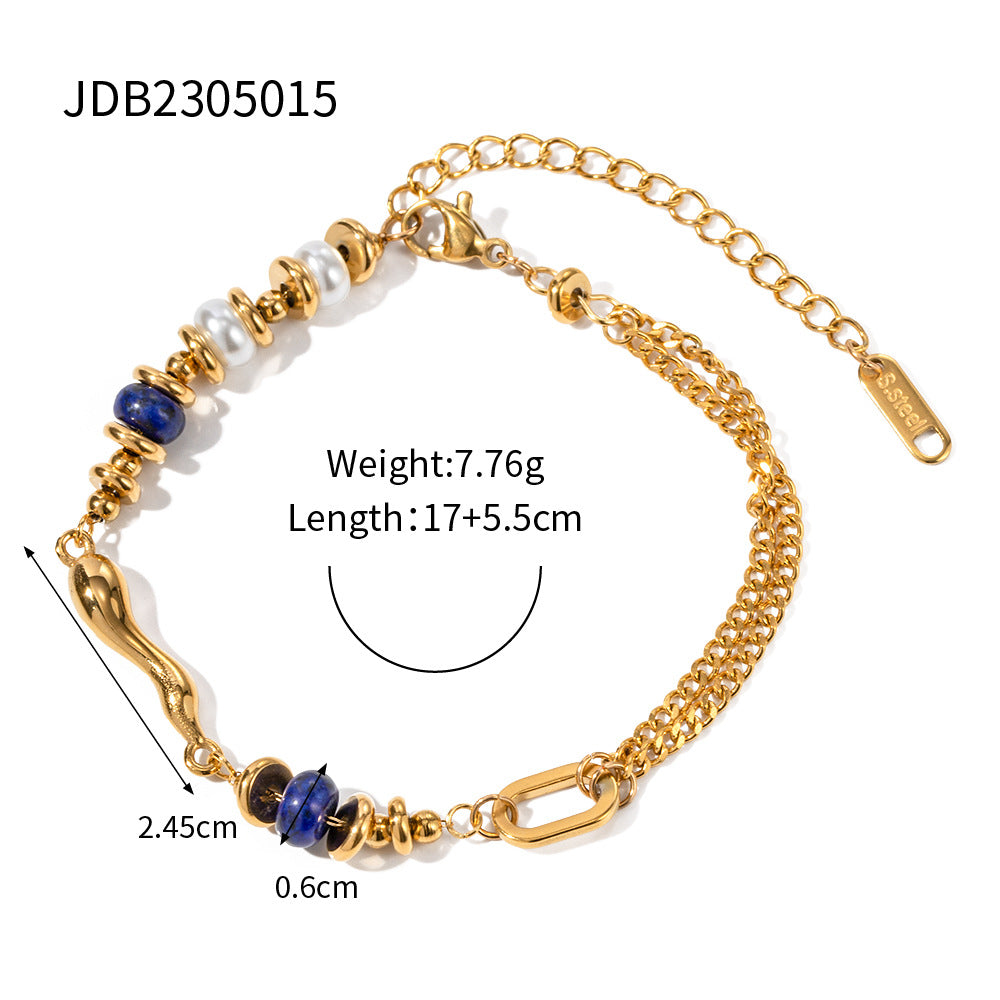 Jie Ding Stainless Steel Zircon Pearl Bracelet Niche Metal Chain Titanium Steel Jewelry