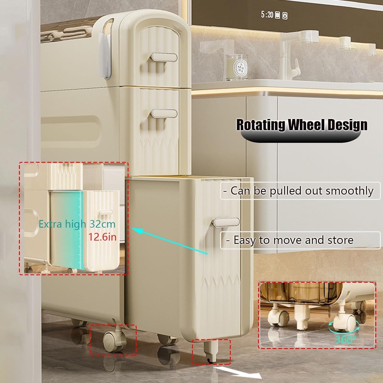 Multifunctional Bathroom/Laundry/Bedroom/Kitchen Organizer Side Corner Unit. Floor Cabinet