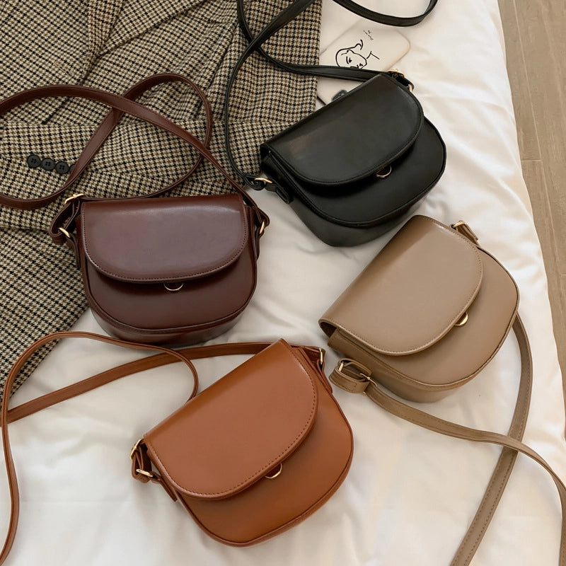 Women's Pu Leather Solid Color Basic Classic Style Square Flip Cover Crossbody Bag