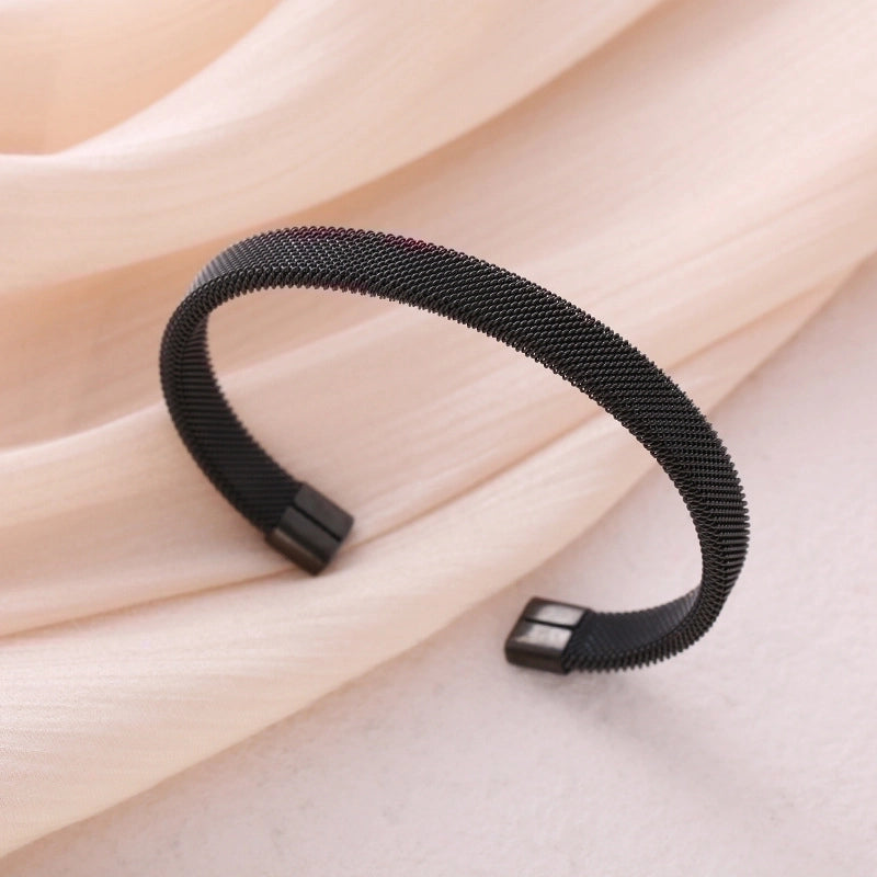 Ins Style Minimalist C Shape Solid Color Stainless Steel Plating Cuff Bracelets