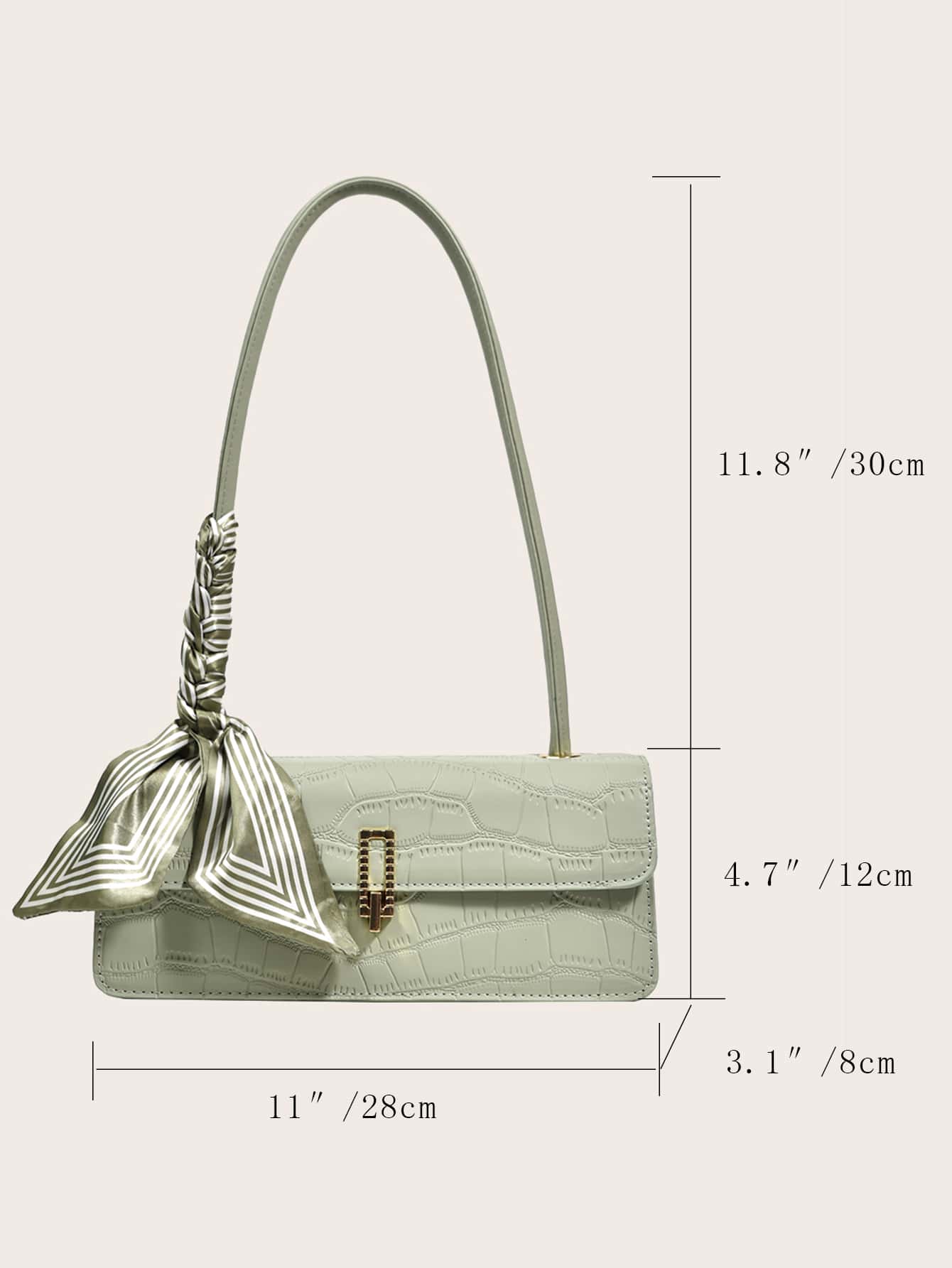 Crocodile Embossed Flap Square Bag