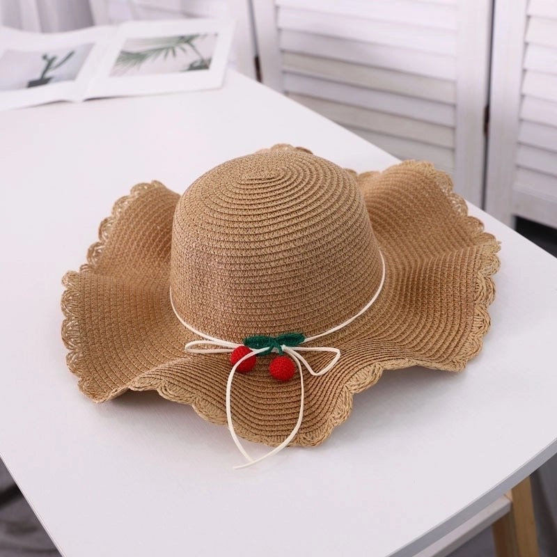 Women's Streetwear Cherry Ruffles Straw Hat