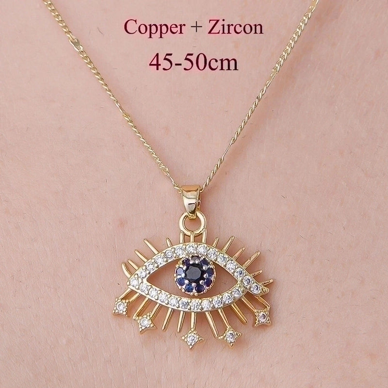 Minimalist Devil's Eye Cherry Heart Shape Stainless Steel Titanium Steel Polishing Plating Inlay Zircon Pendant Necklace