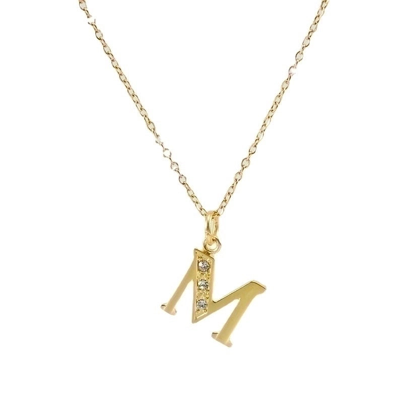 Minimalist Letter 304 Stainless Steel Rhinestones Inlay Stainless Steel Necklaces