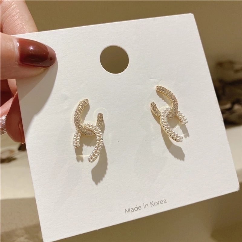 Fashion Geometric Alloy Plating Artificial Pearls Women's Earrings 1 Pair