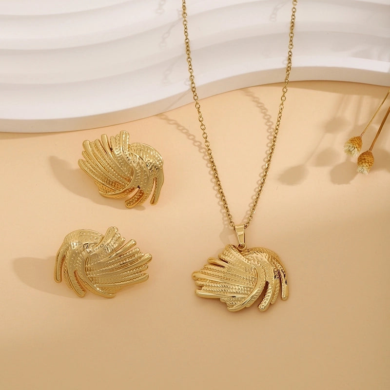 Elegant Retro Geometric Heart Shape Flower Stainless Steel Plating Jewelry Set