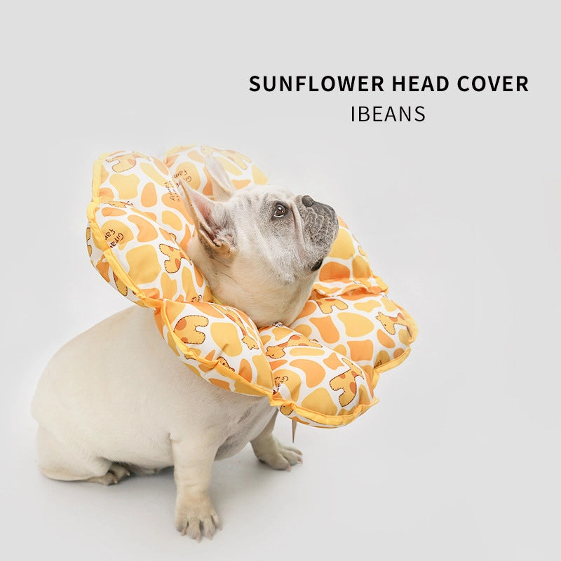 Dog Headgear Elizabeth Ring Anti-licking Anti-scratch Bite Cute Sunflower Headgear Collar Protective Sleeve