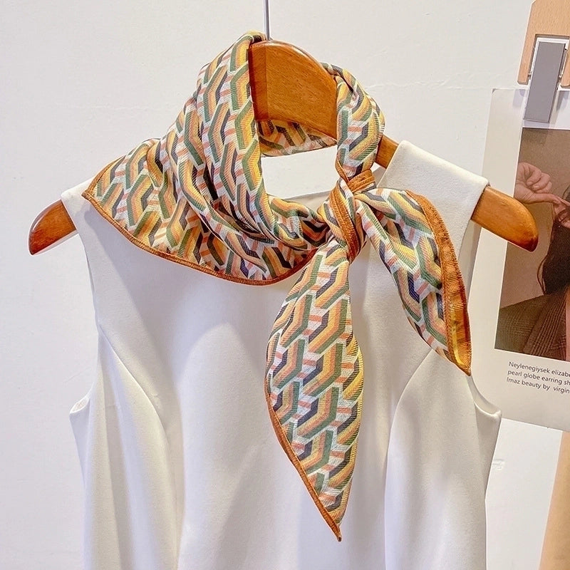 Women's Elegant Flower Polyester Silk Scarf