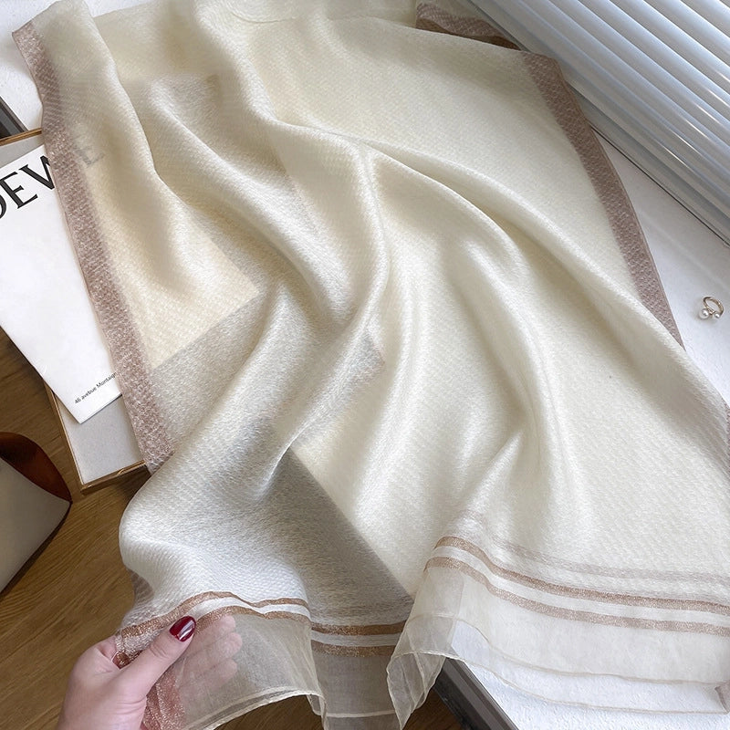 Women's Minimalist Solid Color Silk Fleece Silk Scarf