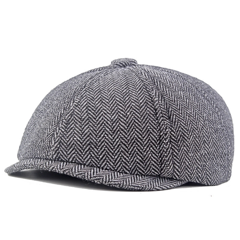 Men's Retro British Style Solid Color Curved Eaves Beret Hat