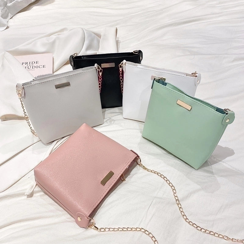 Women's Small Pu Leather Solid Color Fashion Square Zipper Crossbody Bag