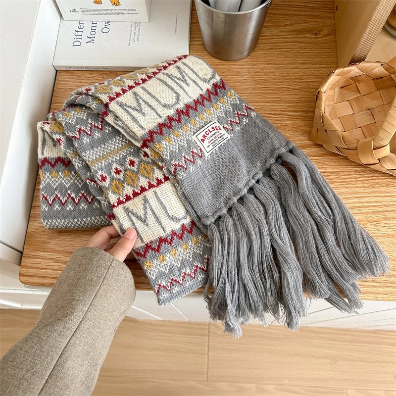 Women's Retro Ethnic Style Stripe Imitation Cashmere Tassel Scarf
