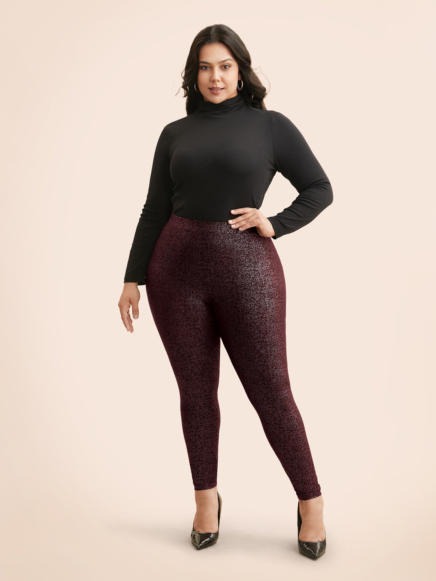 Glitter Pleated Skinny Leggings