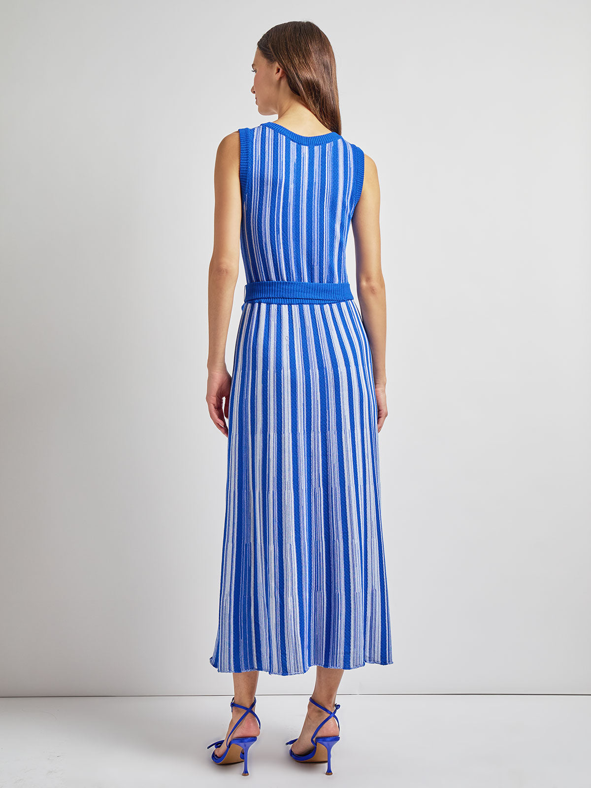 Sleeveless Soft Ribbed Knit Belted Maxi Dress - Modern Fit
