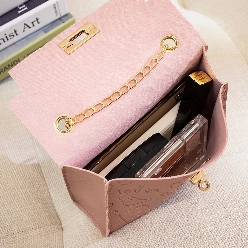 Women's Small Pu Leather Cartoon Cute Square Lock Clasp Crossbody Bag