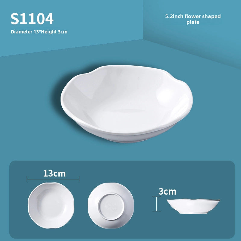 White Melamine Round Flavor Dish Vinegar Dish Catering Hot Pot Shop Commercial Imitation Porcelain Three-compartment Dip Dish Seasoning Dish