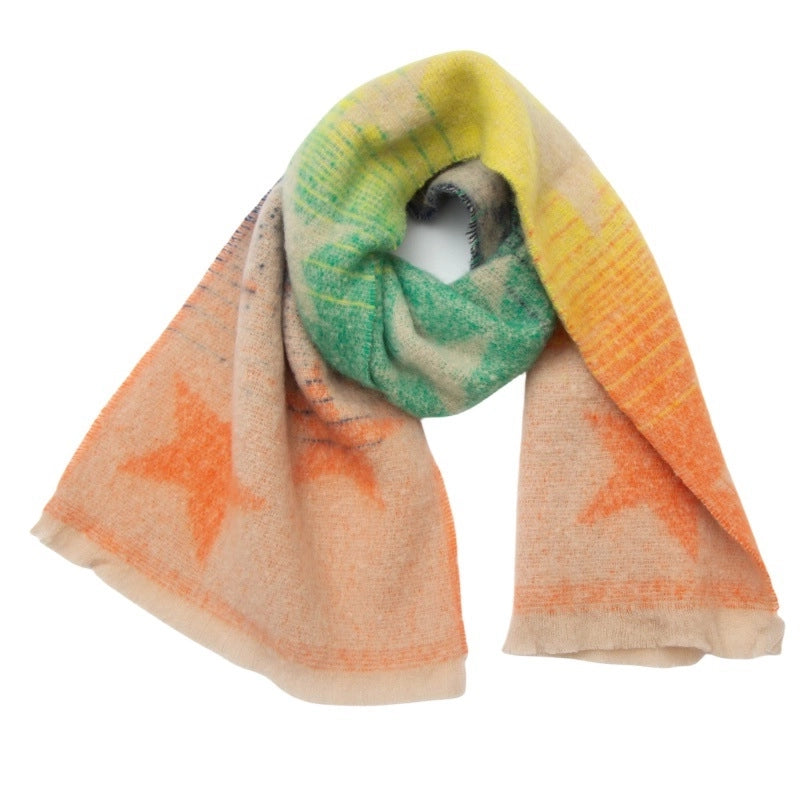 Women's Casual Minimalist Color Block Star Polyester Scarf