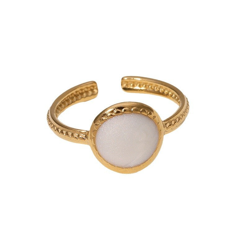 French Retro Geometric Simple Versatile Oil Drop Ring Gold-Plated Stainless Steel Ring For Women