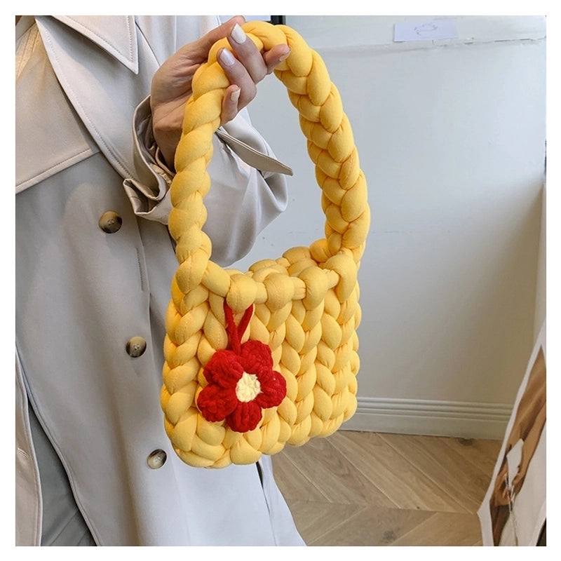 Women's Small Cotton Flower Vintage Style Square Open Underarm Bag