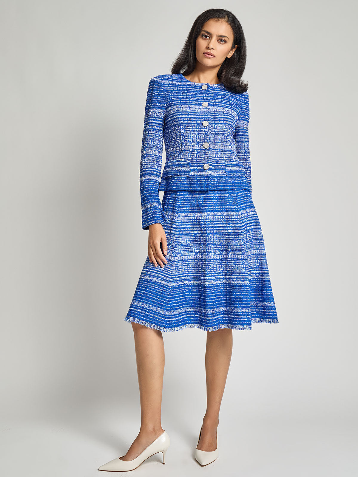 A-Line Melange Tweed Knit Dress - Modern Fit