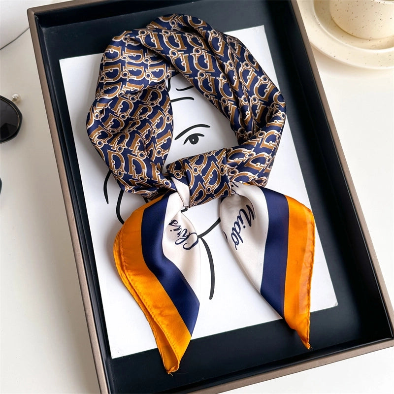 Unisex Casual Minimalist Stripe Flower Polyester Satin Printing Silk Scarf
