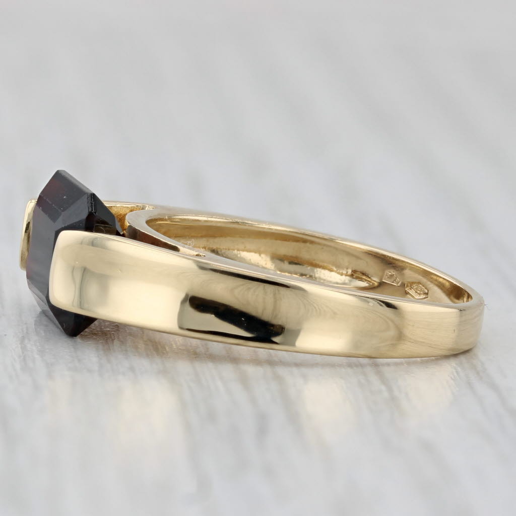4ct Garnet Solitaire Ring 18k Yellow Gold Size 8.25