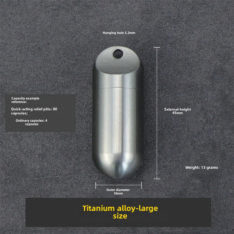 Titanium Alloy Portable Small Medicine Bottle Sealed Waterproof Warehouse Pill Bottle Outdoor Cartridge Capsule Medicine Box