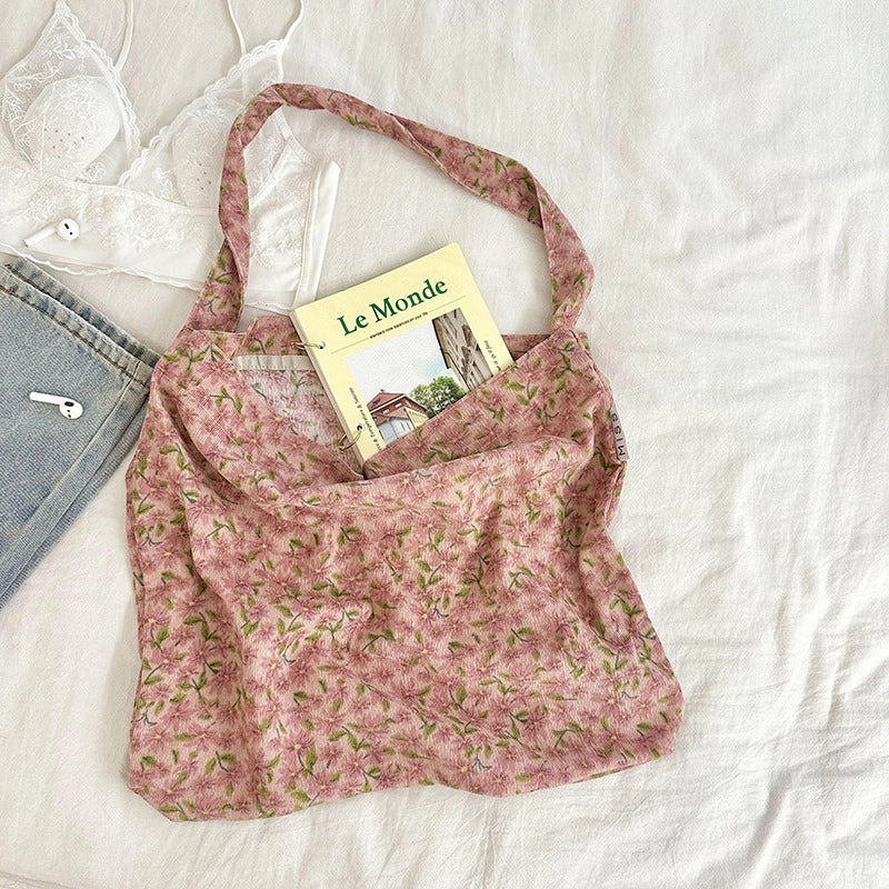 Niche Canvas Bag For Women 2024 New Summer Design Sense High Quality Artistic Floral Canvas Bag