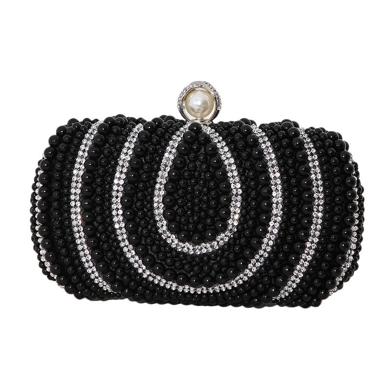 White Black Polyester Water Droplets Square Evening Bags