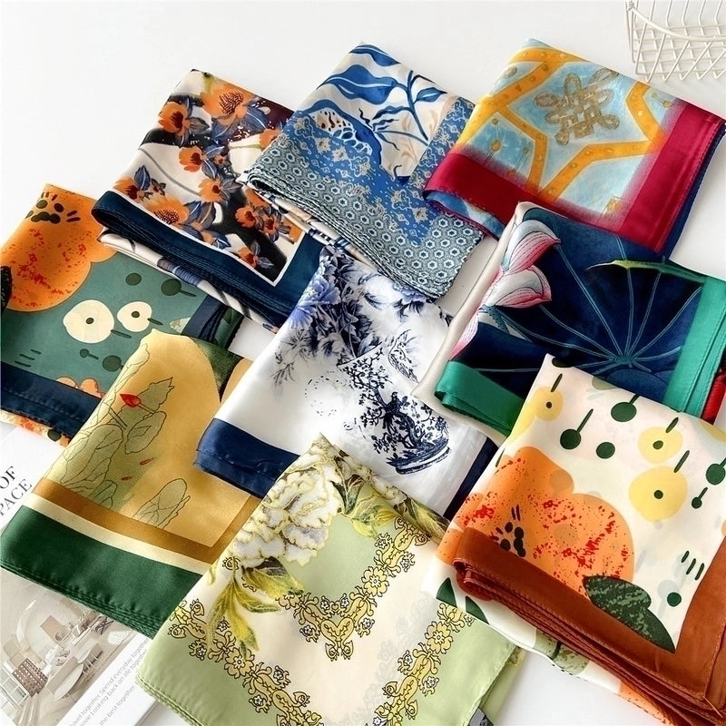 Women's Preppy Style Sweet Minimalist Plant Polyester Printing Silk Scarf