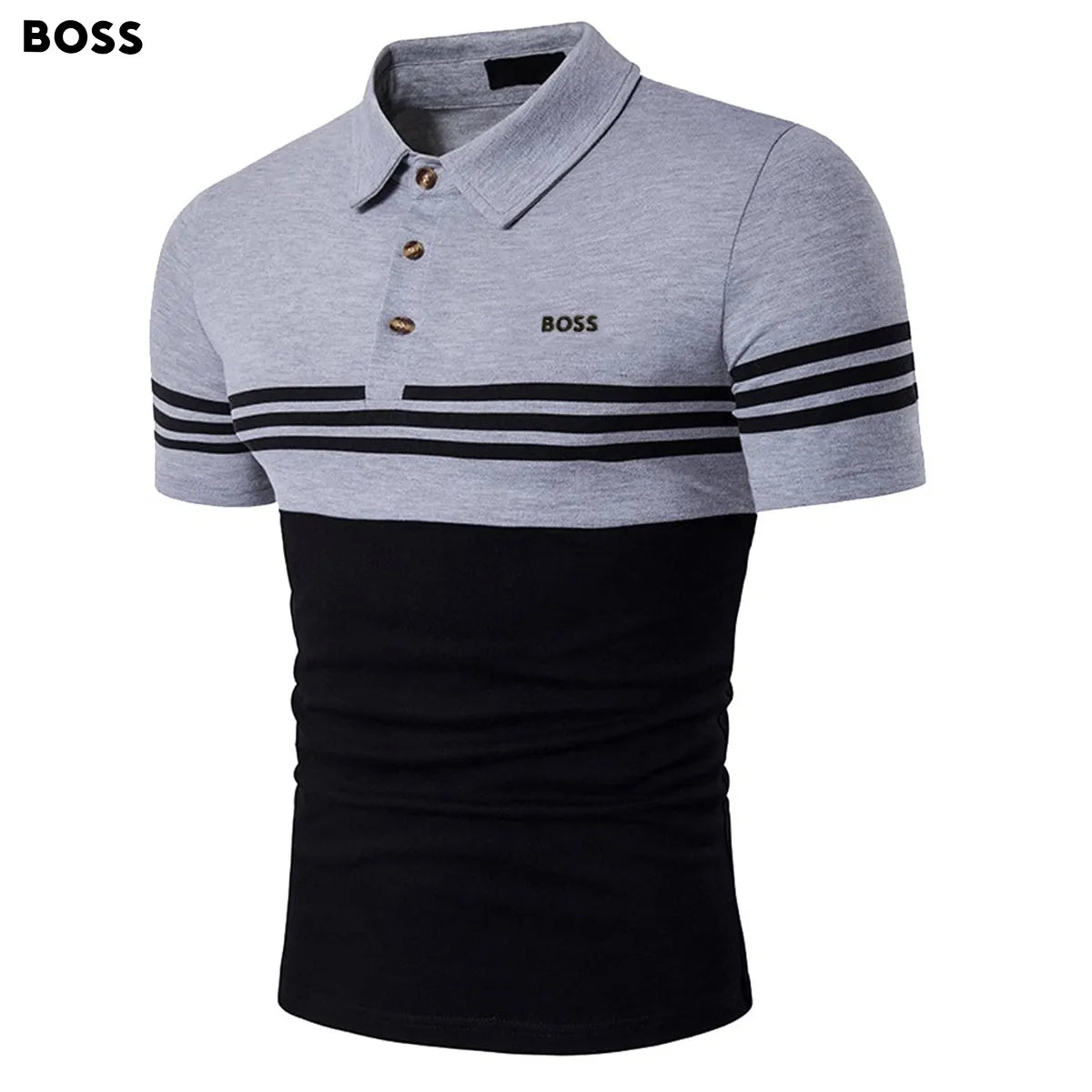 BOSS Men-s Classic Print Casual Short Sleeve POLO Shirt