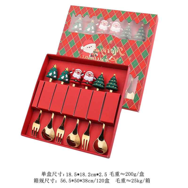 Christmas Cute Cartoon Stainless Steel Tableware 1 Set
