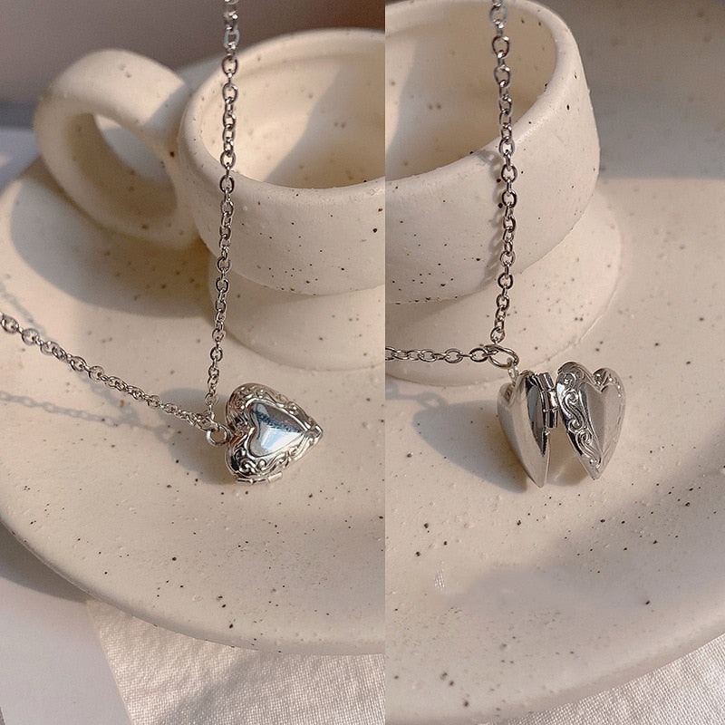 Silver Heart Locket Necklace