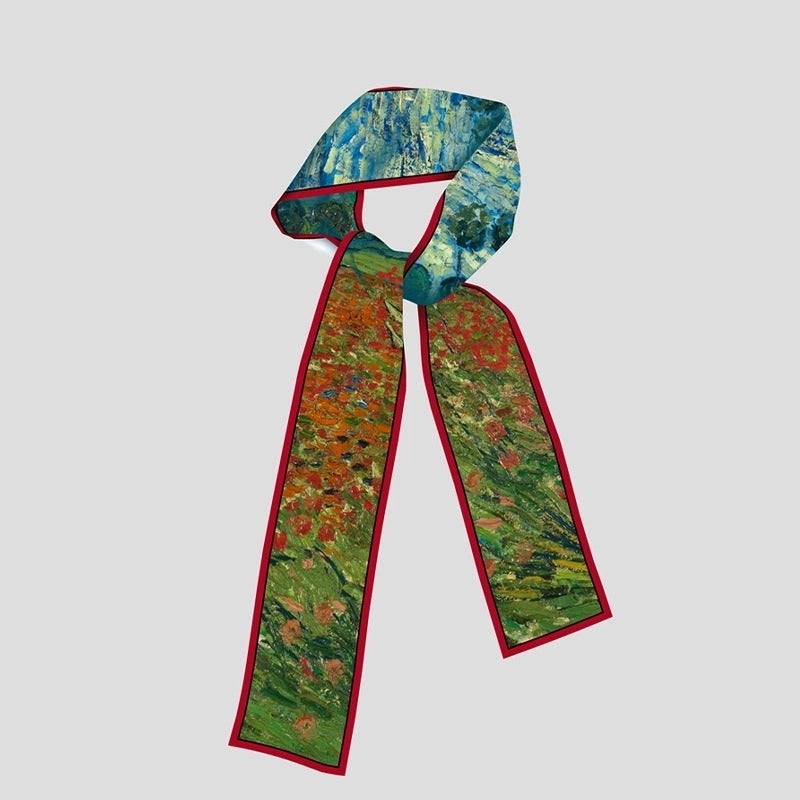 Women's Artistic Oil Painting Polyester Silk Scarf