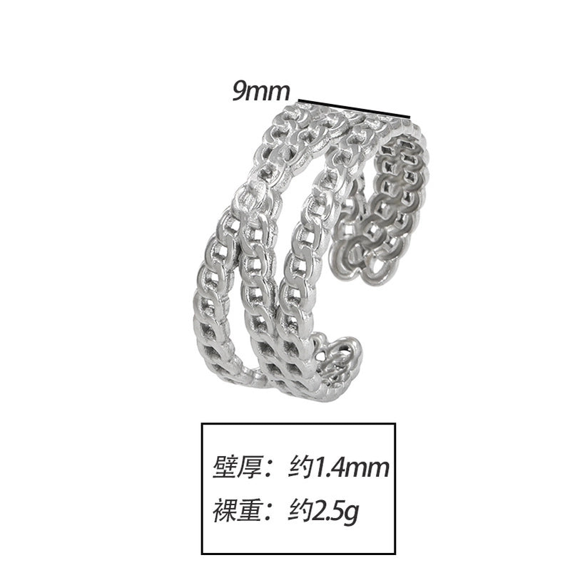 Elegant Leaves Flower Titanium Steel Open Rings