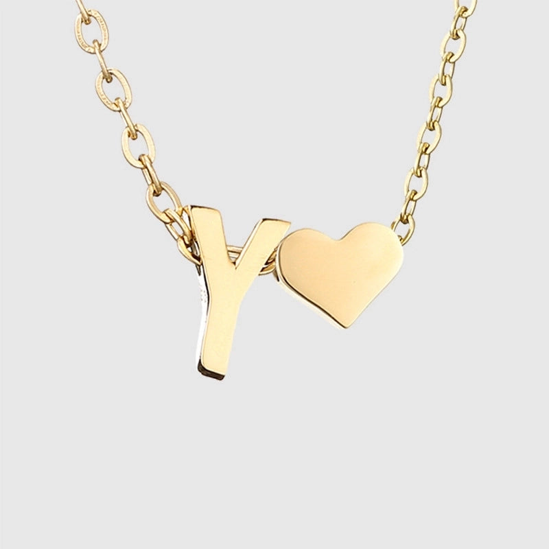 Fashion Letter Heart Shape 304 Stainless Steel 18K Gold Plated Gold Plated Stainless Steel Necklaces