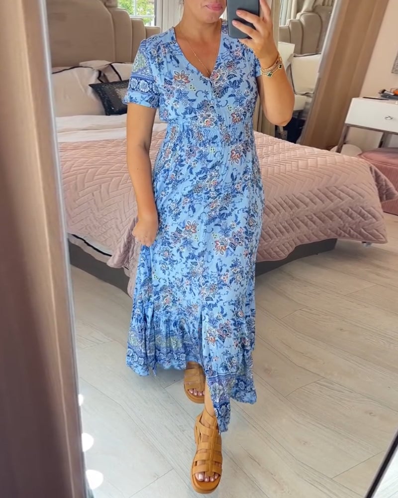 🎁LAST DAY SALE-49% OFF🎁Floral Print V-neck Dress