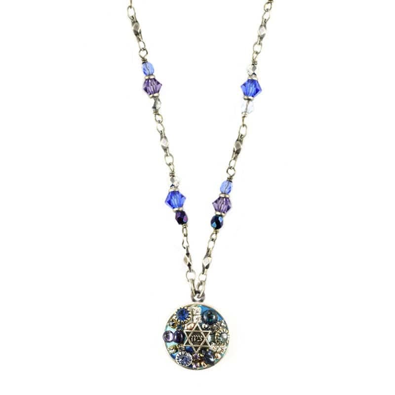 Gold Star of David Beaded Necklace