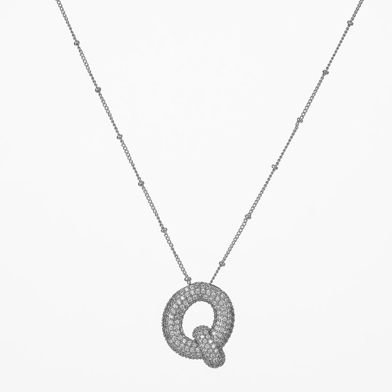 Copper Gold Plated Silver Plated IG Style Minimalist Plating Inlay Letter Zircon Pendant Necklace
