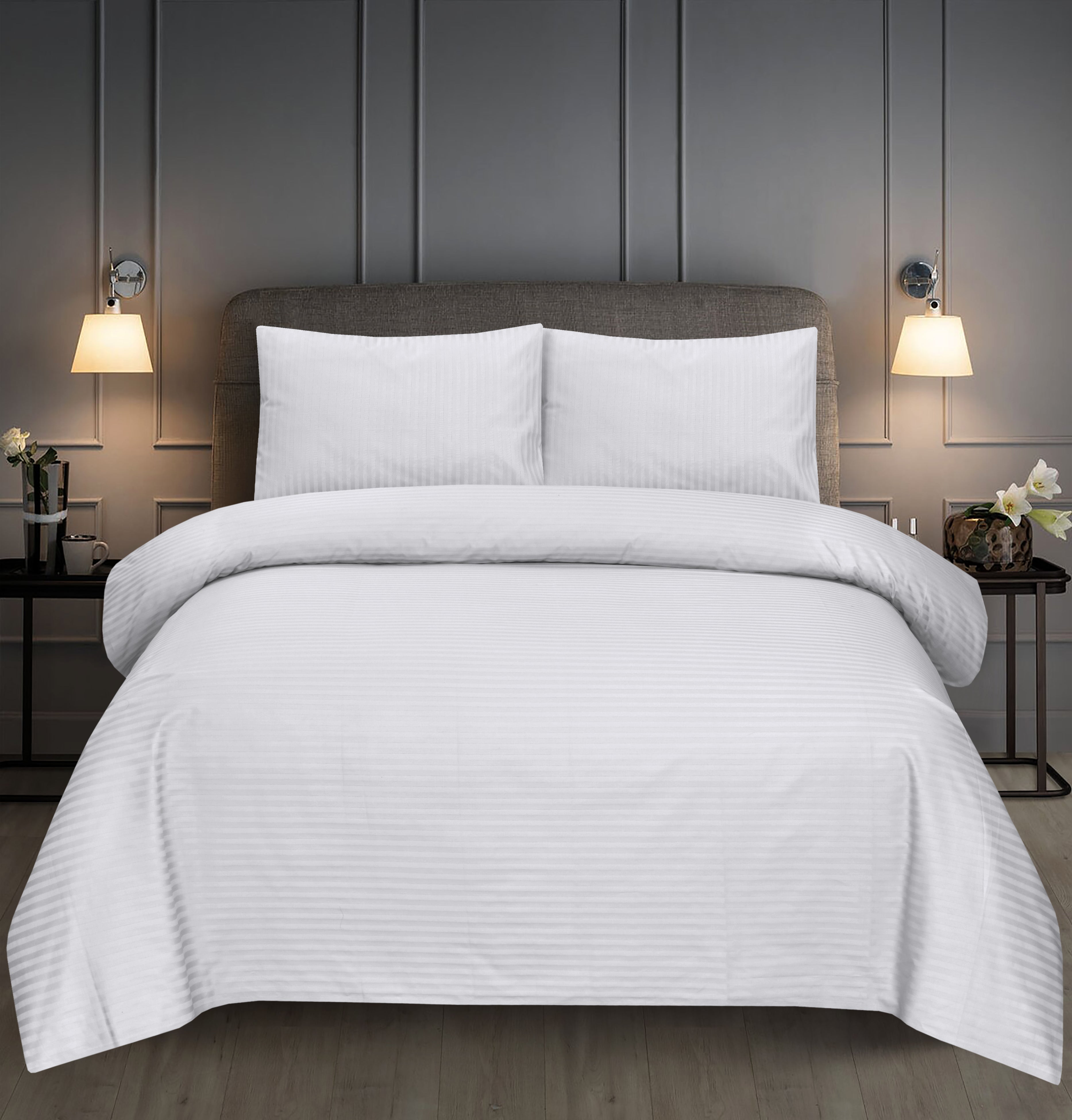 White Stripe-Bed Sheet Set