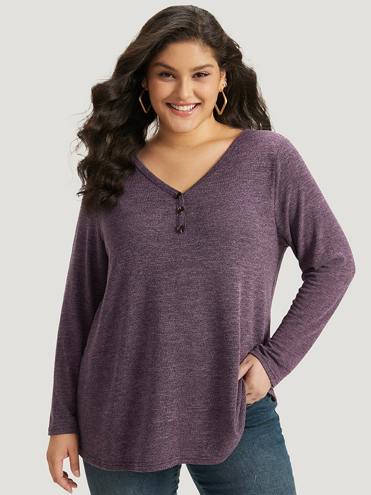 Heather Button Up Long Sleeve T-shirt