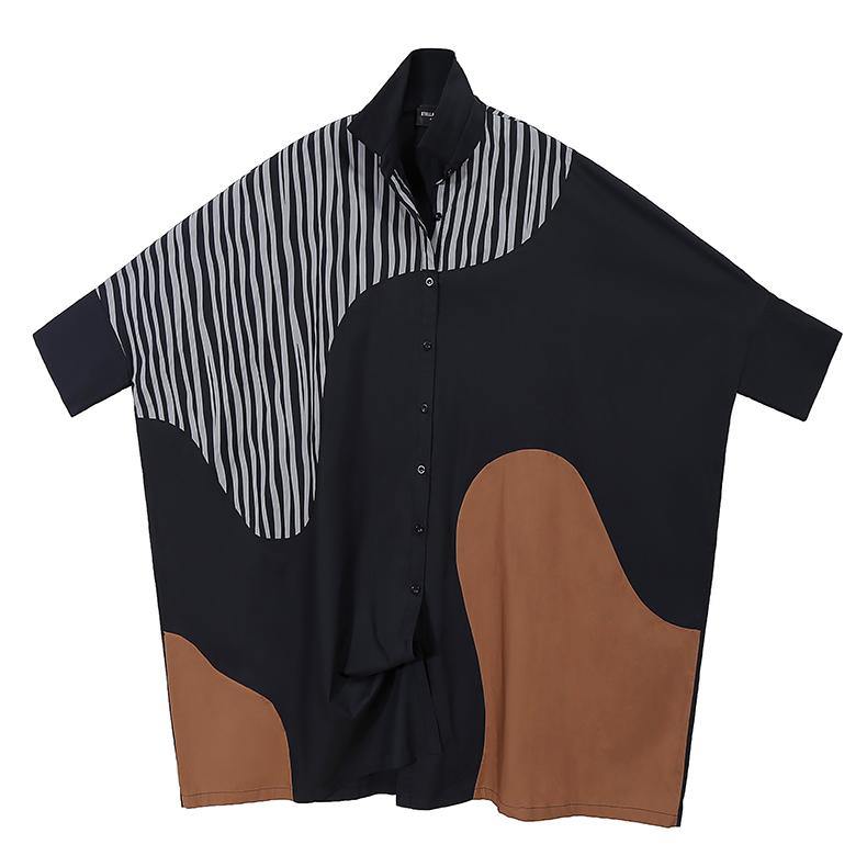 New Woman Long Batwing Sleeves Plus Size Patchwork Shirt Dress