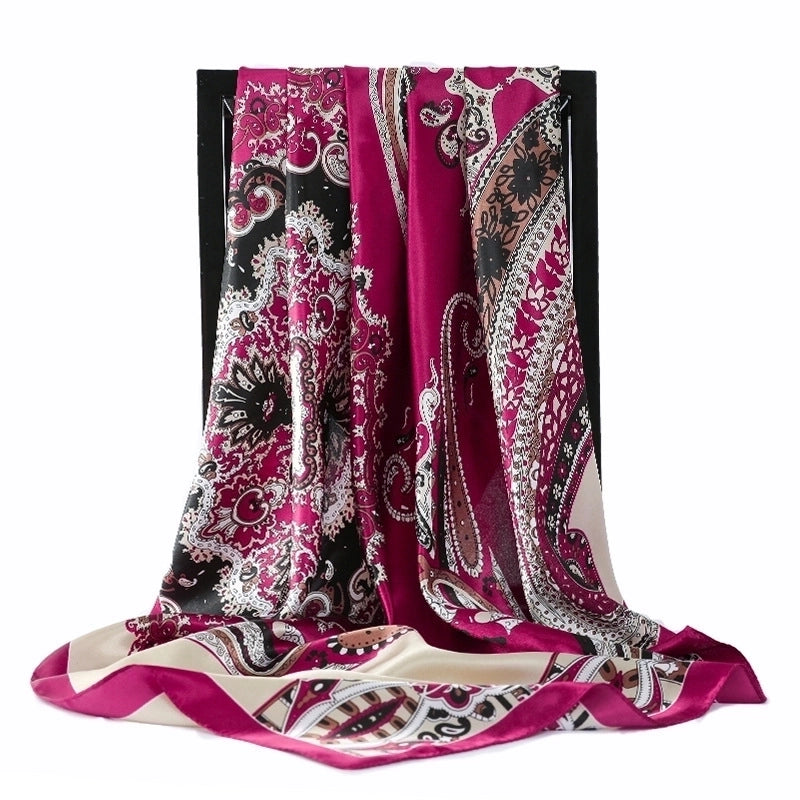 Women's Minimalist Flower Satin Printing Scarves & Gloves