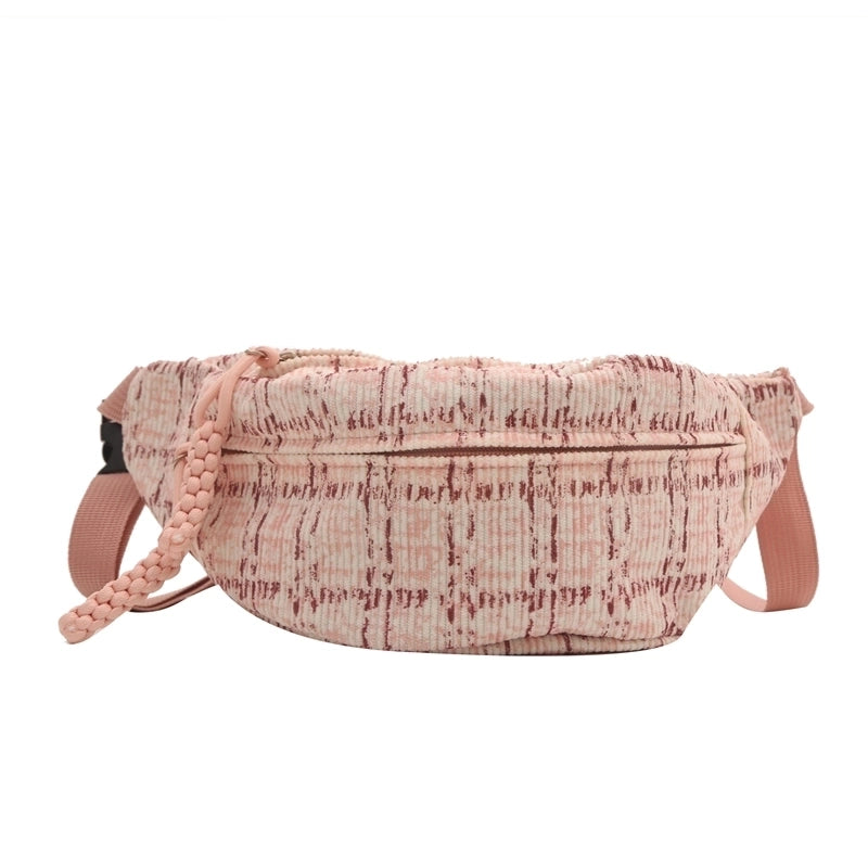 Women's Classic Style Plaid Canvas Waist Bags