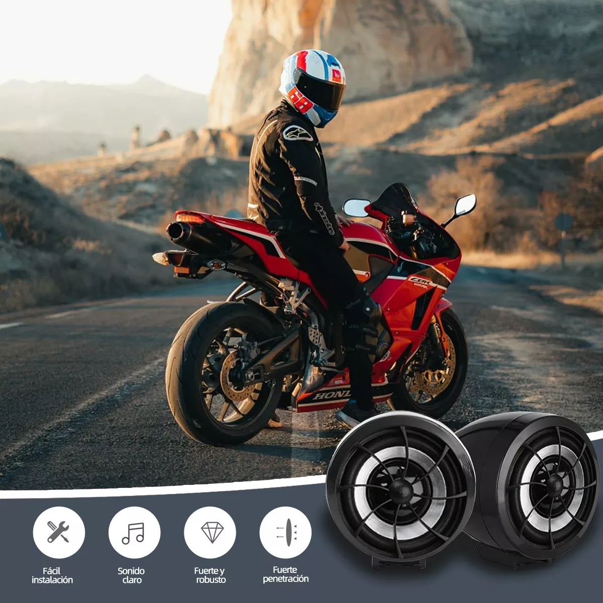 Bocinas Moto Alarma Con Bluetooth Usb Fm Tf