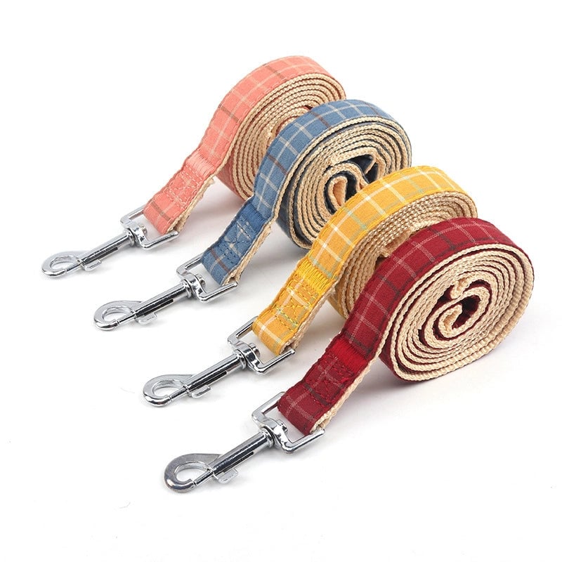 Second Generation Upgraded Pet Leash  Two-color Plaid Imitation Nylon Dog Leash