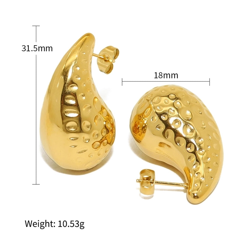 1 Pair Retro Roman Style Water Droplets Plating Titanium Steel 18K Gold Plated Ear Studs